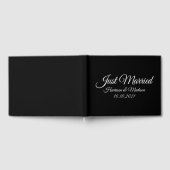 名カスタマイズ前、日付、白黒結婚の ゲストブック (全面)