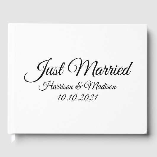 名カスタマイズ前、日付、白黒結婚の ゲストブック (正面)