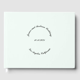 名カスタマイズ前、日付、薄いミント結婚グリーン ゲストブック