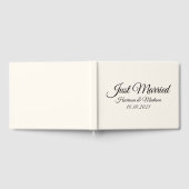 名カスタマイズ前、日付、黒フローラ白結婚色 ゲストブック (全面)