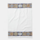 名カスタマイズ前:青と黄色の地中海のタイル キッチンタオル (縦)