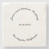 名カスタマイズ前、黒丸結婚文字 ストーンコースター (正面)