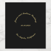 名カスタマイズ前、黒煮金ゴールド結婚の ワインラベル (シングルラベル)