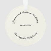 名カスタマイズ前、黒番アイボリー結婚の オーナメント (裏面)