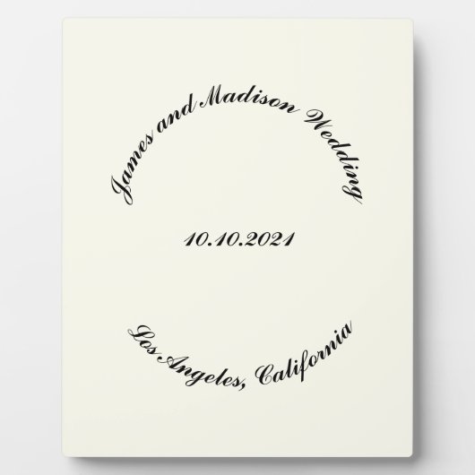 名カスタマイズ前、黒番アイボリー結婚の フォトプラーク (正面)