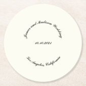 名カスタマイズ前、黒番アイボリー結婚の ラウンドペーパーコースター (正面)