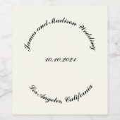 名カスタマイズ前、黒番アイボリー結婚の ワインラベル (シングルラベル)