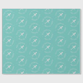 名カスタマイズ前Airplane Kidsハッピーバースデーティール（緑がかった色） ラッピングペーパー (フラット)