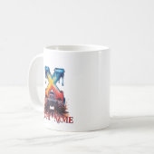 名カスタマイズ前'X'泥（ばちゃばちゃ）跳ねる巨大トラック コーヒーマグカップ (正面左)