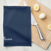 名カスタマイズ名クラシックネイビーブルー キッチンタオル (四つ折り)