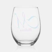 名カスタマイズ名モノグラム「M」抽象芸術春ピンク ステムなしワイングラス (裏面)