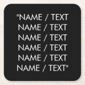 名カスタマイズ文字引用文エレガント白黒 スクエアペーパーコースター (正面)