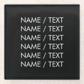 名カスタマイズ文字最小エレガント白黒 ガラスコースター (正面)