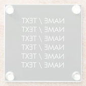 名カスタマイズ文字最小エレガント白黒 ガラスコースター (裏面)