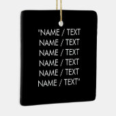 名カスタマイズ文字最小エレガント白黒 セラミックオーナメント (右)