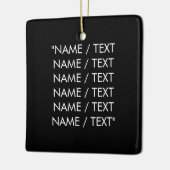 名カスタマイズ文字最小エレガント白黒 セラミックオーナメント (左)