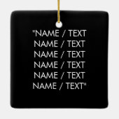 名カスタマイズ文字最小エレガント白黒 セラミックオーナメント (裏面)