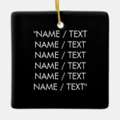 名カスタマイズ文字最小エレガント白黒 セラミックオーナメント (正面)