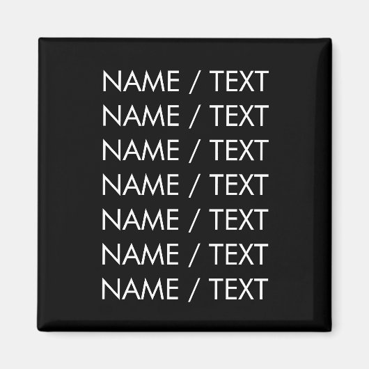 名カスタマイズ文字最小エレガント白黒 マグネット (正面)