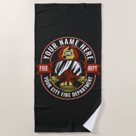 名カスタマイズ称消防士ヘルメットマスク火災救助 ビーチタオル