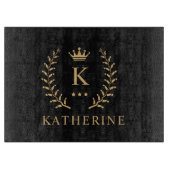 名カスタマイズ&イニシャル白黒金ゴールドモノグラム カッティングボード (正面)