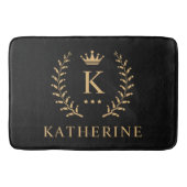 名カスタマイズ&イニシャル白黒金ゴールドモノグラム バスマット (正面)