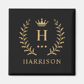 名カスタマイズ&イニシャル白黒金ゴールドモノグラム マグネット (正面)