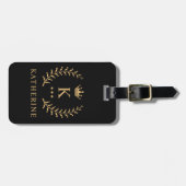 名カスタマイズ&イニシャル白黒金ゴールドモノグラム ラゲッジタグ (正面横)