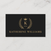 名カスタマイズ&イニシャル白黒金ゴールドモノグラム 名刺 (正面)