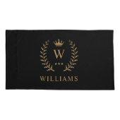 名カスタマイズ&イニシャル白黒金ゴールドモノグラム 枕カバー (裏面)