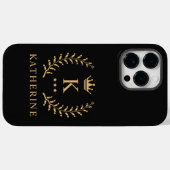 名カスタマイズ&イニシャル白黒金ゴールドモノグラム Case-Mate iPhoneケース (裏面 (横))