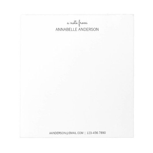 名カスタムモダン前からのノートの黒いスクリプト ノートパッド (正面)