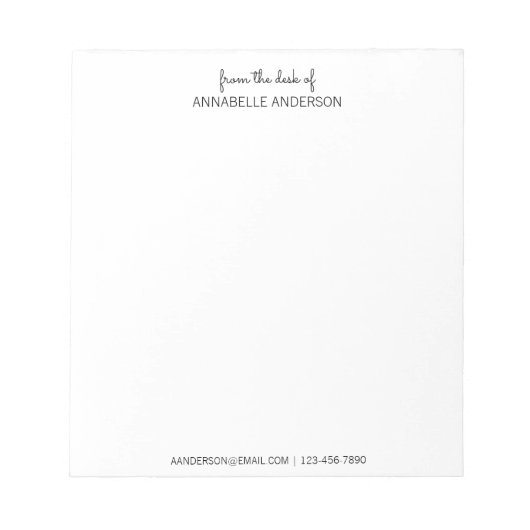 名カスタムモダン前のブラックスクリプト ノートパッド (正面)