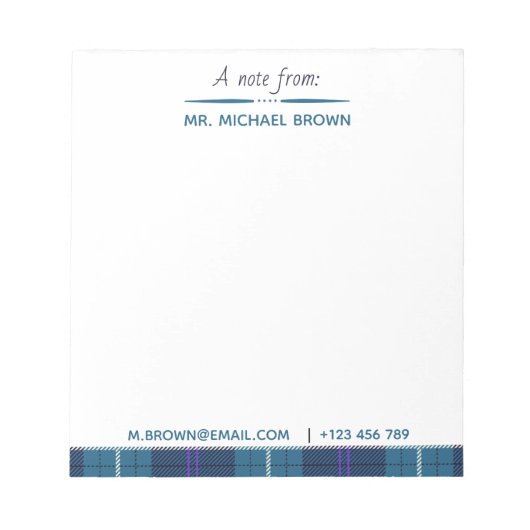 名カスタム前からのスクリプトTel Plaidタータンチェック ノートパッド (正面)