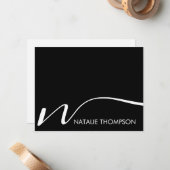 名カスタム前が黒パーソナライズされたのモノグクールラム ノートカード (正面/裏面インサイチュ)