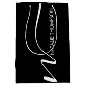 名カスタム前が黒パーソナライズされたのモノグクールラム ミディアムペーパーバッグ (正面)