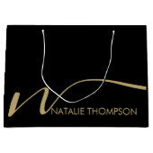 名カスタム前が黒パーソナライズされたのモノグクールラム ラージペーパーバッグ (正面)