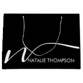 名カスタム前が黒パーソナライズされたのモノグクールラム ラージペーパーバッグ (正面)