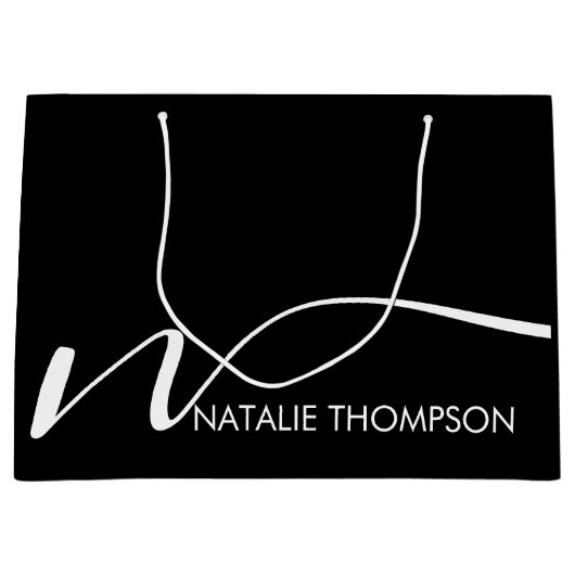 名カスタム前が黒パーソナライズされたのモノグクールラム ラージペーパーバッグ (正面)