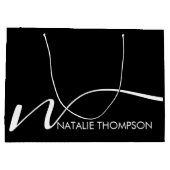 名カスタム前が黒パーソナライズされたのモノグクールラム ラージペーパーバッグ (裏面)