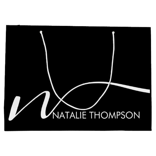 名カスタム前が黒パーソナライズされたのモノグクールラム ラージペーパーバッグ (裏面)