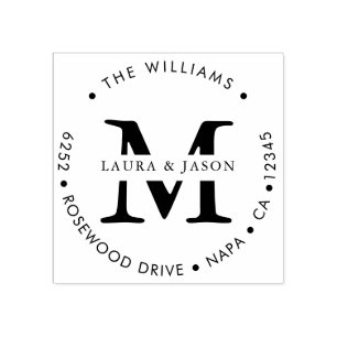 名カスタム前とラウンドモノグラムの差出人住所 ラバースタンプ