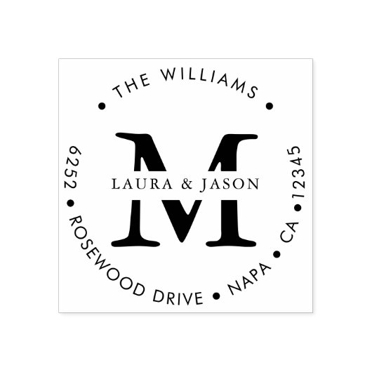 名カスタム前とラウンドモノグラムの差出人住所 ラバースタンプ (インプリント)