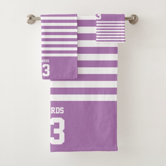 名カスタム前のストライプの付いたスポーツ バスタオルセット (インサイチュ)