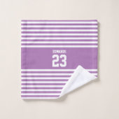 名カスタム前のストライプの付いたスポーツ バスタオルセット (ウォッシュタオル)