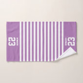 名カスタム前のストライプの付いたスポーツ バスタオルセット (ハンドタオル)