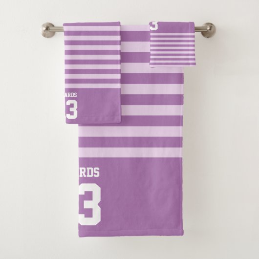 名カスタム前のストライプの付いたスポーツ バスタオルセット (インサイチュ)