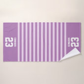 名カスタム前のストライプの付いたスポーツ バスタオル (バスタオル)