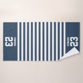 名カスタム前のストライプの付いたスポーツ バスタオル (バスタオル)