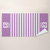 名カスタム前のストライプの付いたスポーツ バスタオル (バスタオル)